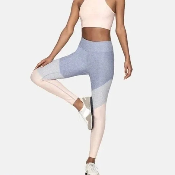 Outdoor Voices Tri-Color Colorblock Spring 7/8 Ankle Leggings